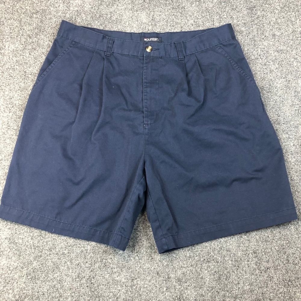 Puritan Mens Navy Blue Pleated‎ Front Chino Shorts Size 36 Casual Twill Cotton